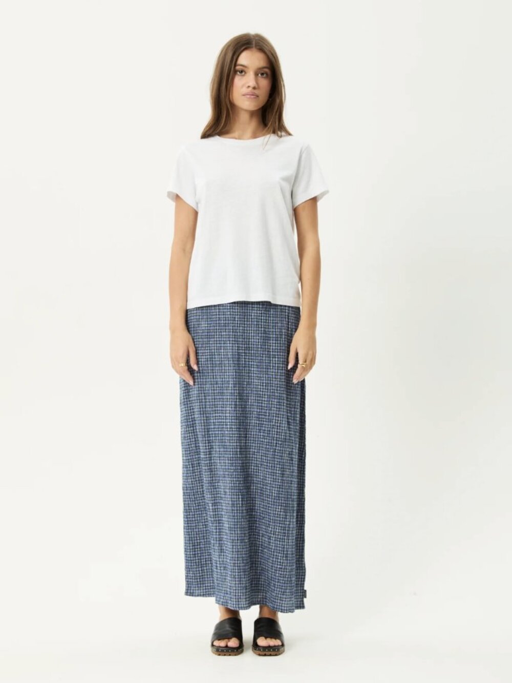 Afends Lita Seersucker Maxi Skirt Seersucker Maxi Skirt - Size Small - NWT Blue